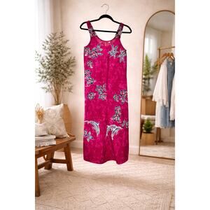 Cabali S Tropical Cotton Dress Turtles Dolphins Floral Beach Resort Maxi Travel